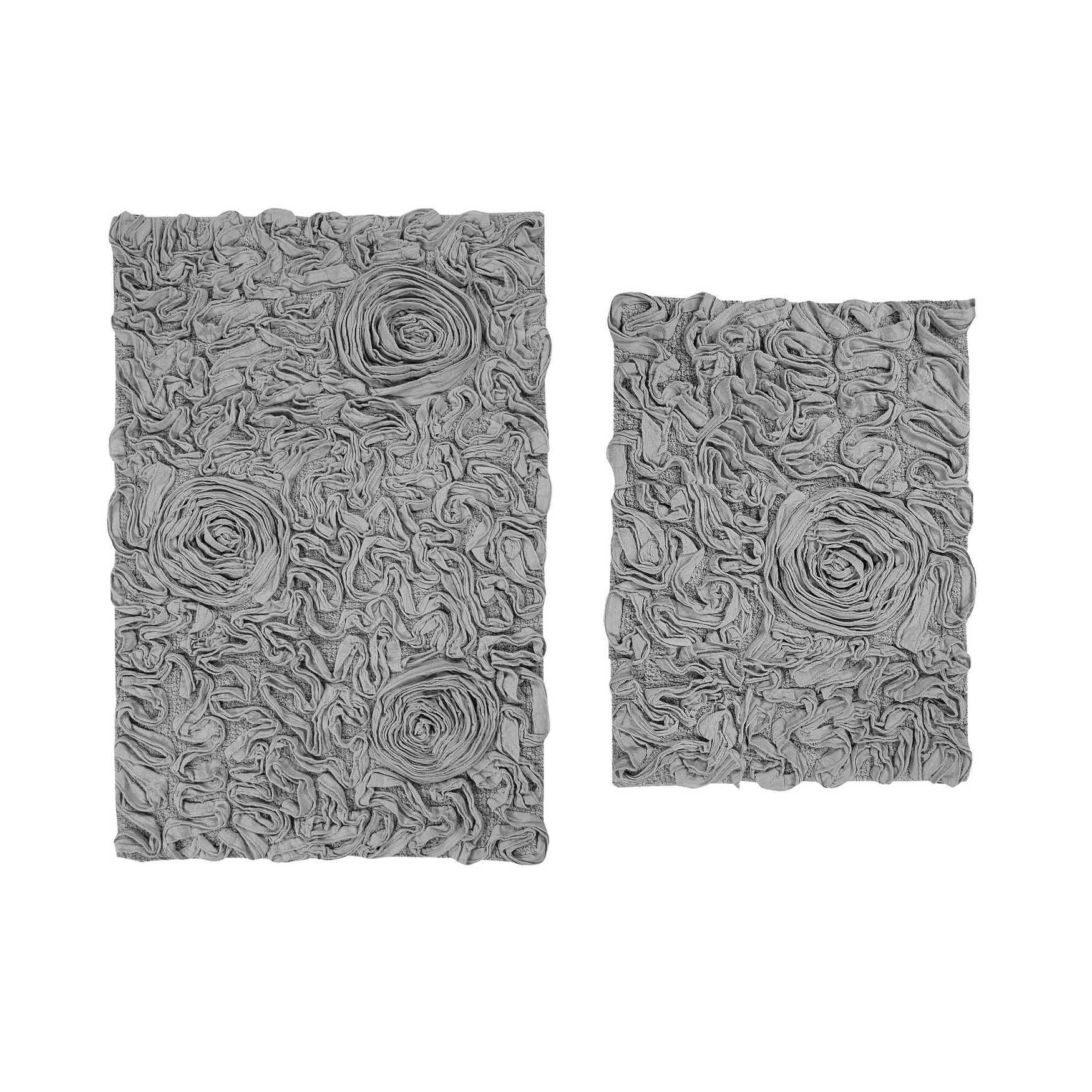 Bell Flower 2-Pc. Bath Rug Collection, GREY, hi-res image number 0