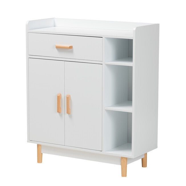 Russell Mid-Century Modern Two-Tone White And Oak Brown Finished Wood 2-Door Sideboard, WHITE OAK BROWN, hi-res image number 0