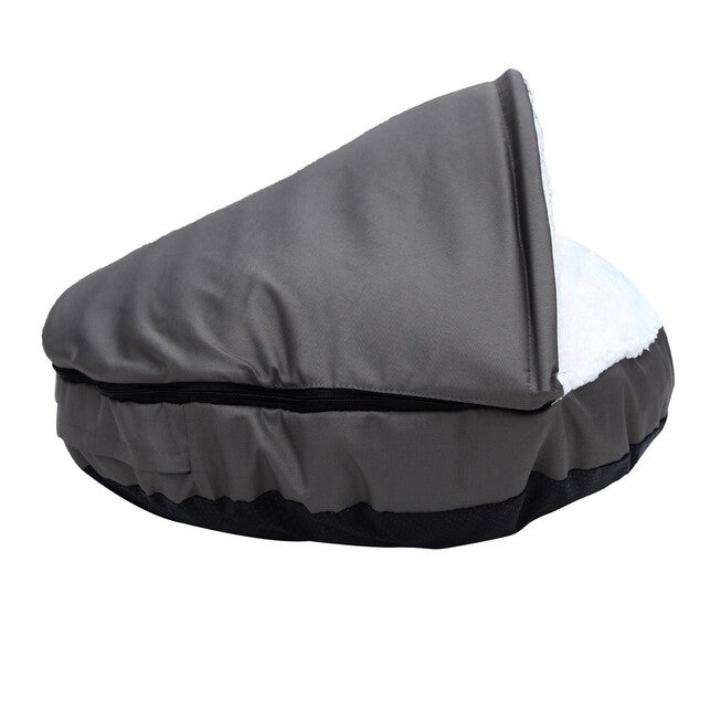 Happycare Tex Durable Oxford to Sherpa Pet Cave and Round Pet Bed, 25 inches, with Removable top and Insert,Gray, , alternate image number null