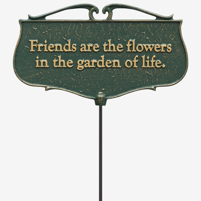 Friends Are The Flowers Garden Poem Sign, GREEN GOLD, hi-res image number 0