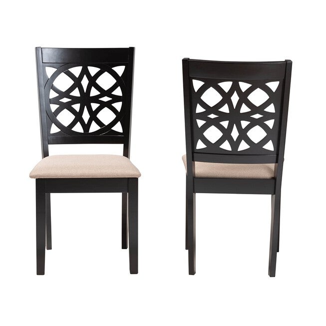 Abigail Modern Beige Fabric And Dark Brown Finished Wood 2-Piece Dining Chair Set, , on-hover image number null