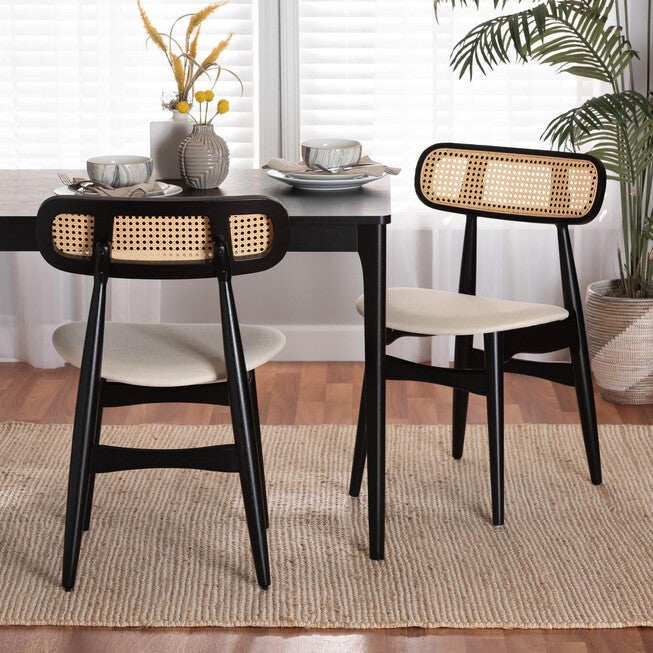 Tarana Mid-Century Modern Grey Fabric And Walnut Brown Finished Wood 2-Piece Dining Chair Set, , alternate image number 19