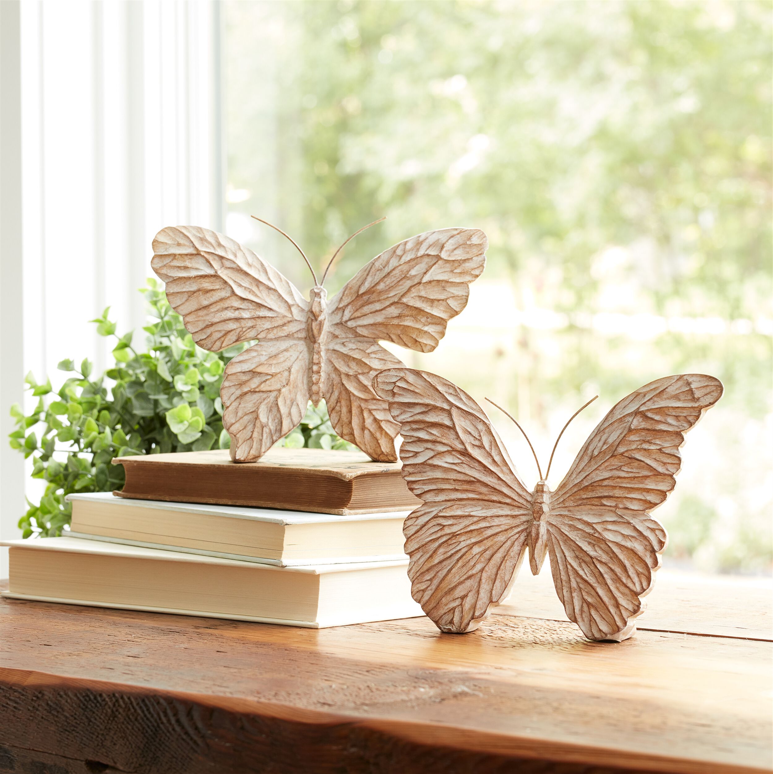 Carved Butterfly Shelf Sitter (Set of 4), BEIGE, alternate image number 3