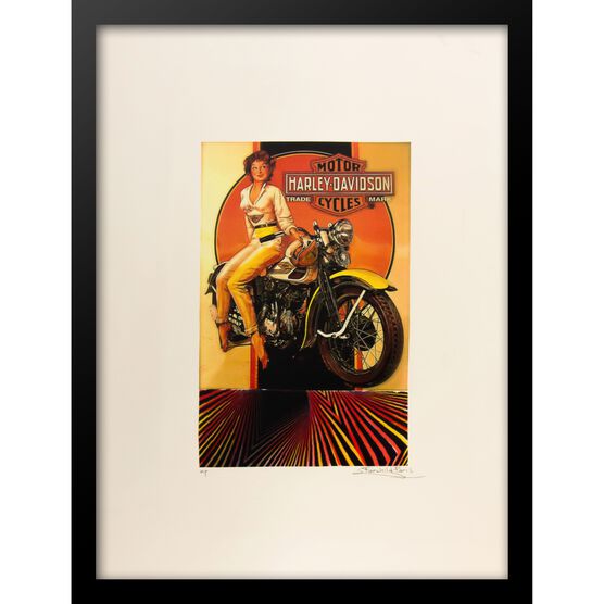 Vintage Harley Davidson Motorcyles 14x18 Framed Print, ORANGE MULTI, hi-res image number null