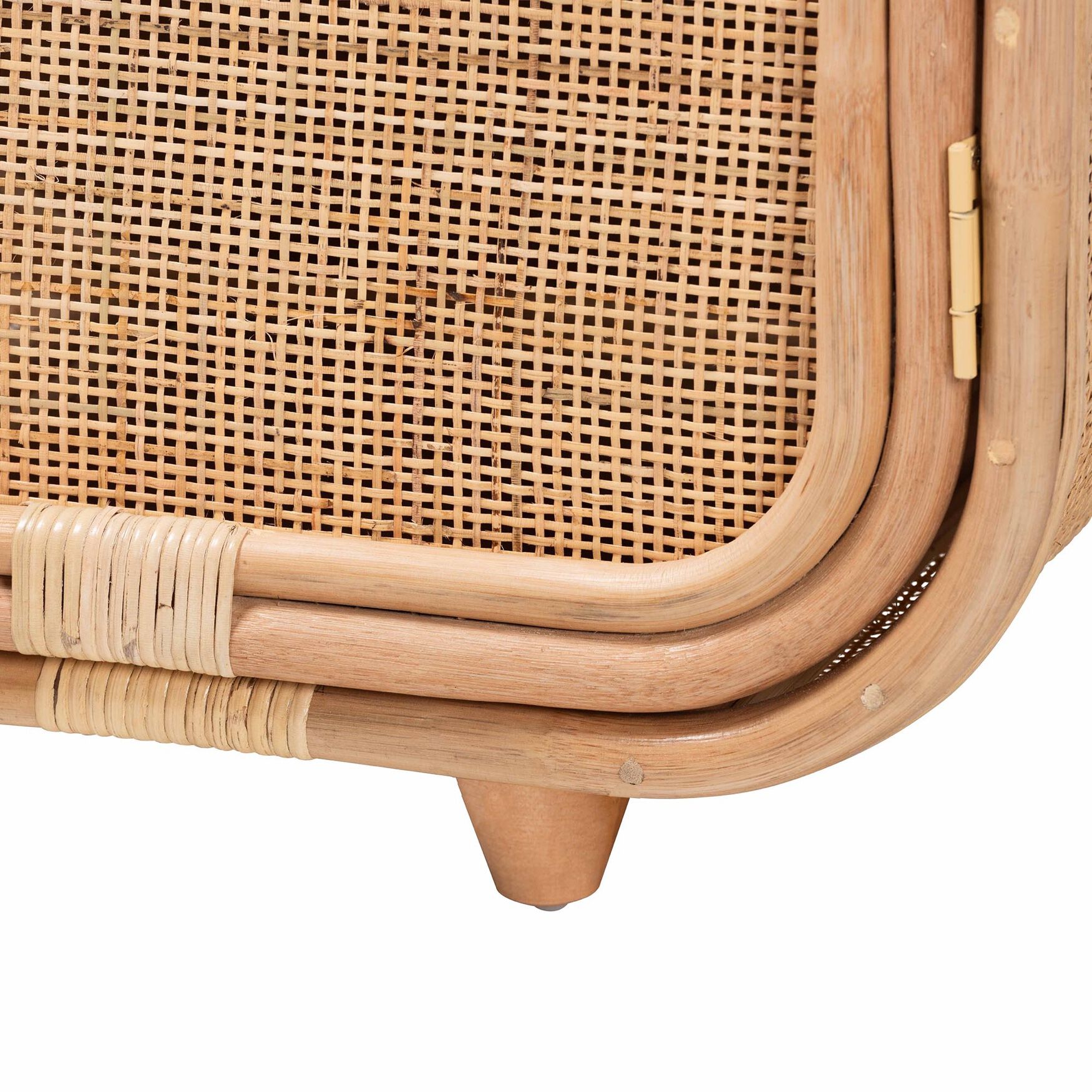 Keita Bohemian Natural Rattan and Mahogany Wood Nightstand, , alternate image number 11