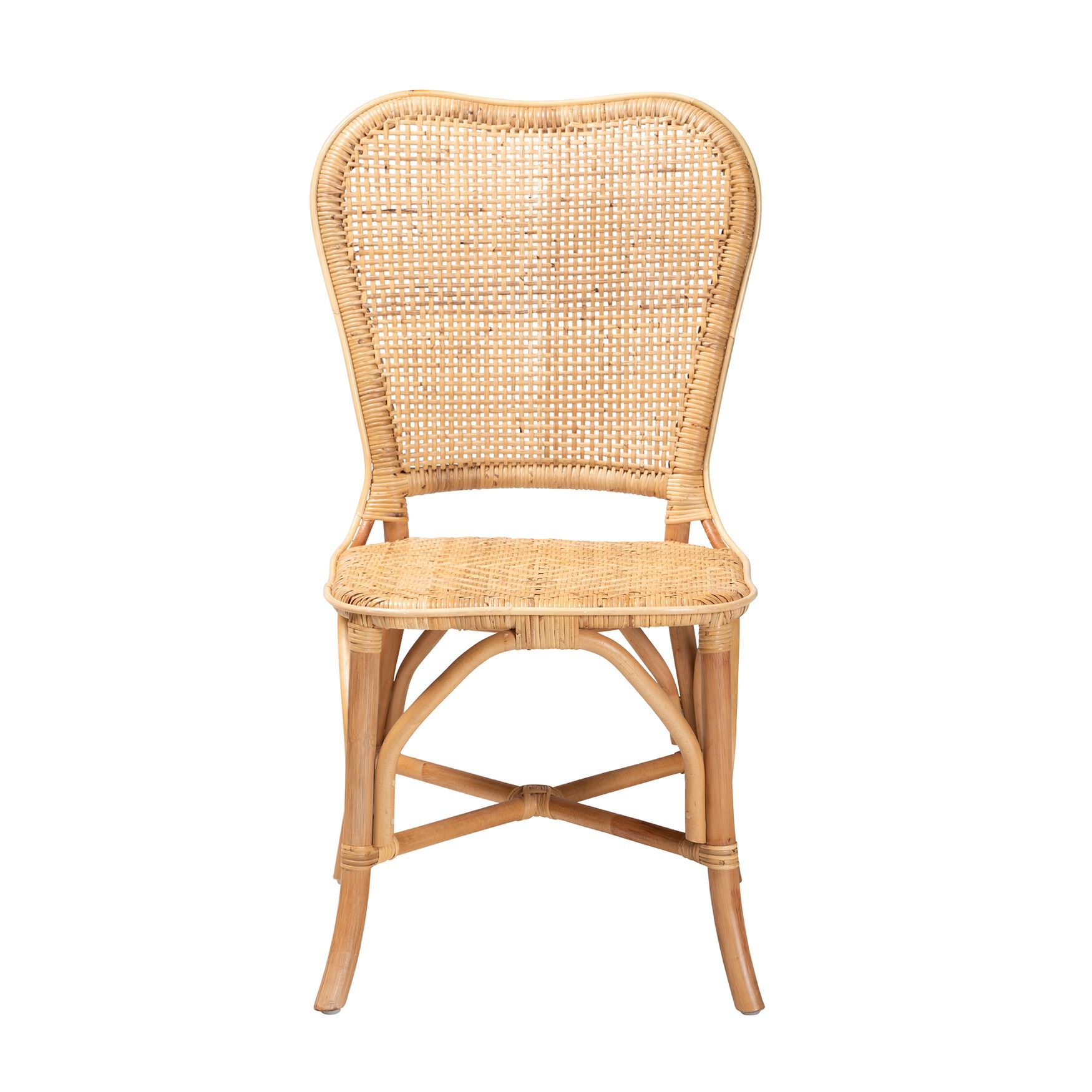 Irene Modern Bohemian Natural Rattan Dining Chair, , on-hover image number 1