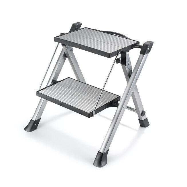 EASY CLOSE TWO STEP STOOL, STAINLESS STEEL, hi-res image number 0