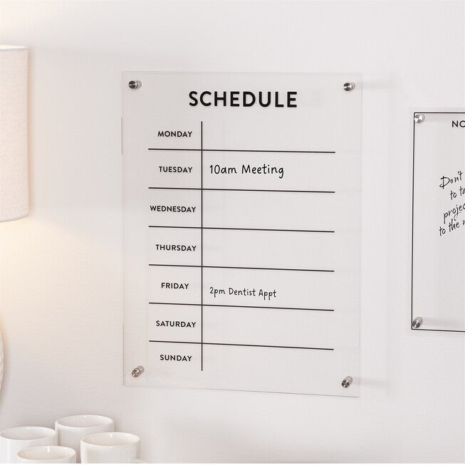 Acrylic Dry Erase Weekly Calender 19 inchesH, WHITE, alternate image number null