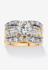 Gold over Silver Bridal Ring Set Cubic Zirconia (5 5/8 cttw TDW), GOLD, hi-res image number null