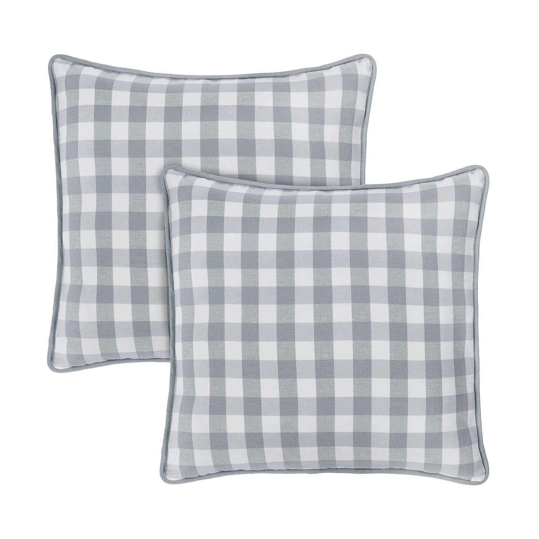 Buffalo Check Throw Pillow Covers - 18-in x 18-in - Set of Two, GREY, hi-res image number 0
