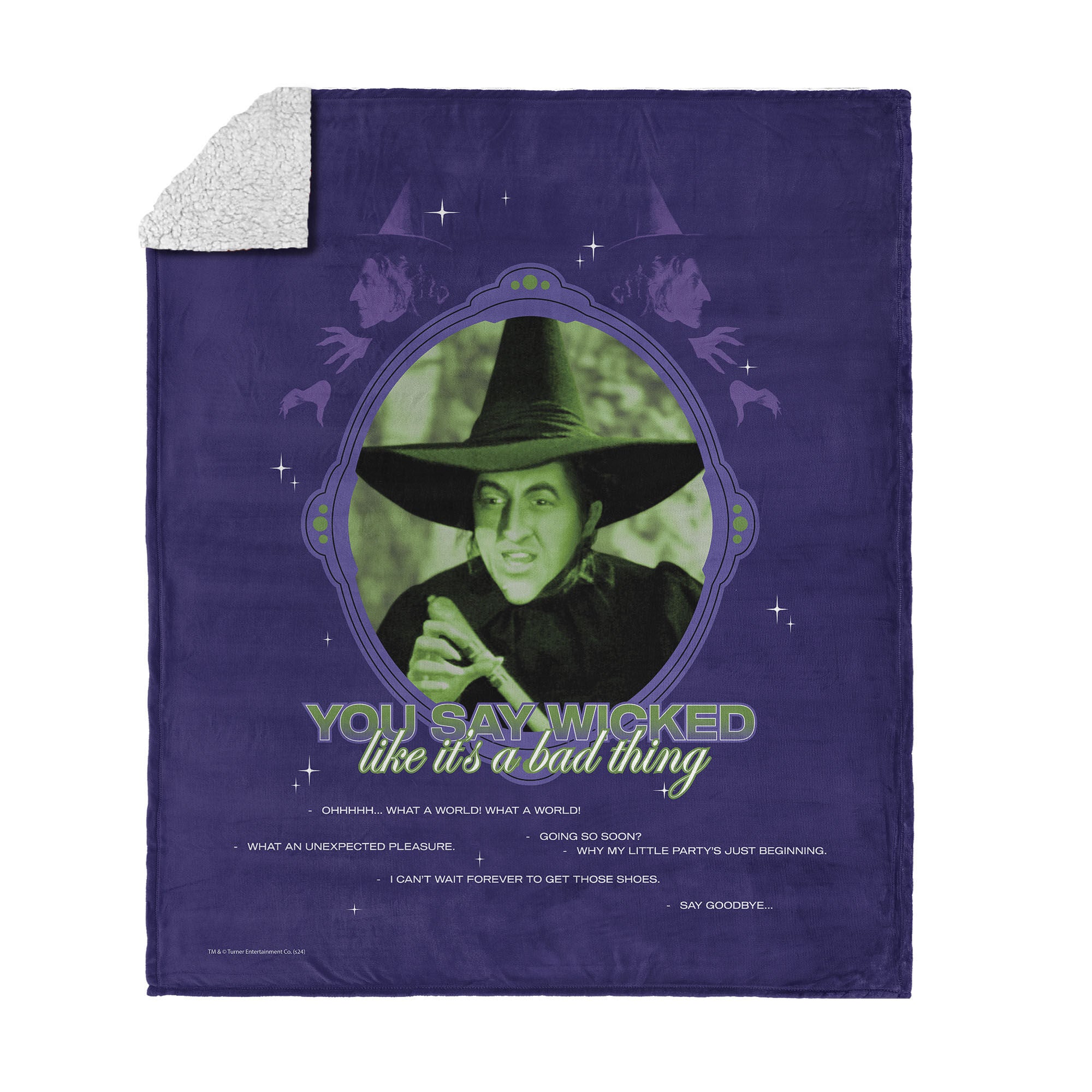 Warner Bros. The Wizard of Oz Wicked Bad Silk Touch Sherpa Throw Blanket 50x60 Inches, PURPLE, hi-res image number 0