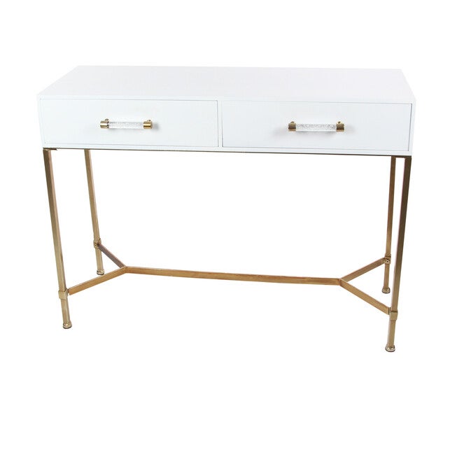 White Glam Metal Console Table, 31 x 47, , alternate image number null