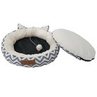Chevron Printing poly-cotton cozy round cat bed , 21 inch, , alternate image number null
