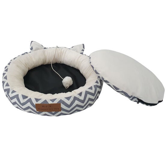 Chevron Printing poly-cotton cozy round cat bed , 21 inch, , alternate image number null