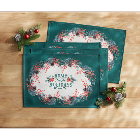 SET OF 4 HOLIDAY PLACEMATS, WHITE, hi-res image number null