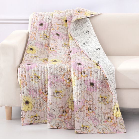 Misty Bloom Quilted Throw Blanket, PINK, hi-res image number null