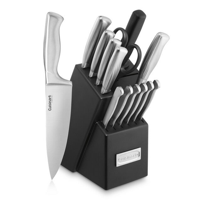 15-Pc. Stainless Steel Hollow Handle Cutlery Block Set, STAINLESS STEEL, hi-res image number 0