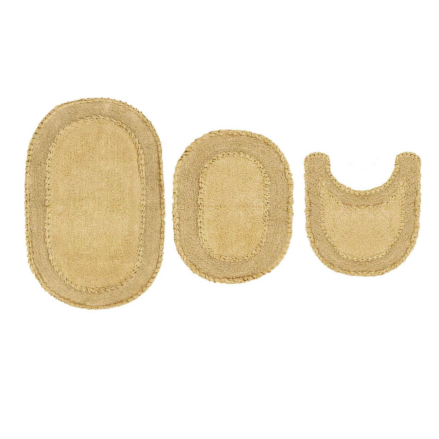 Double Ruffle 3 Piece Set Bath Rug Collection, BUTTER, hi-res image number 0
