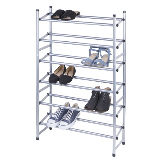 Stackable Telescoping Shoe Rack, Silver, , alternate image number null