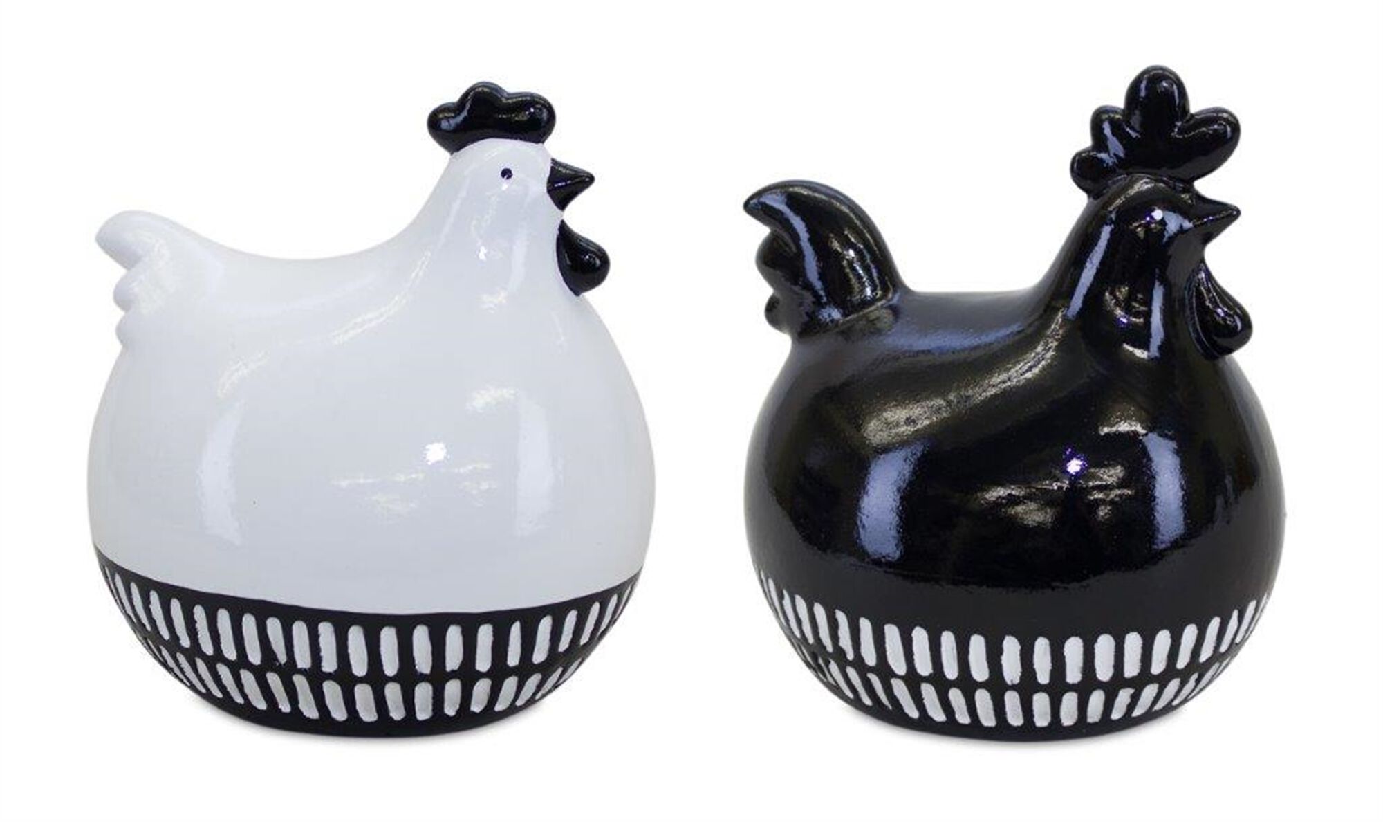 Modern Black and White Chicken Decor (Set of 2), BLACK/WHITE, hi-res image number 0