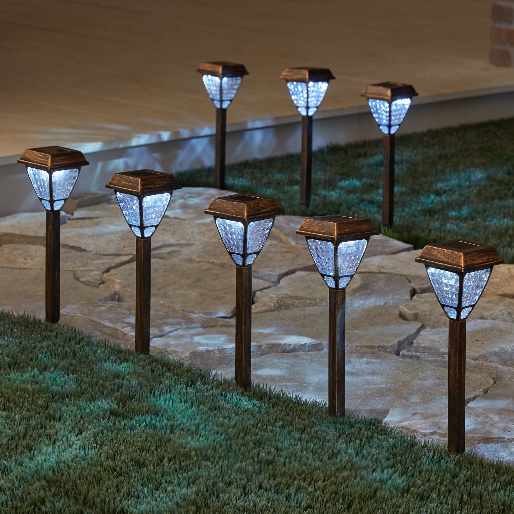 Bronze Solar Lights, Set of 8, BRONZE, hi-res image number 0