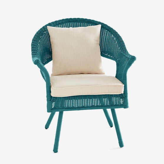 Roma All-Weather Wicker Stacking Chair, TEAL, hi-res image number null