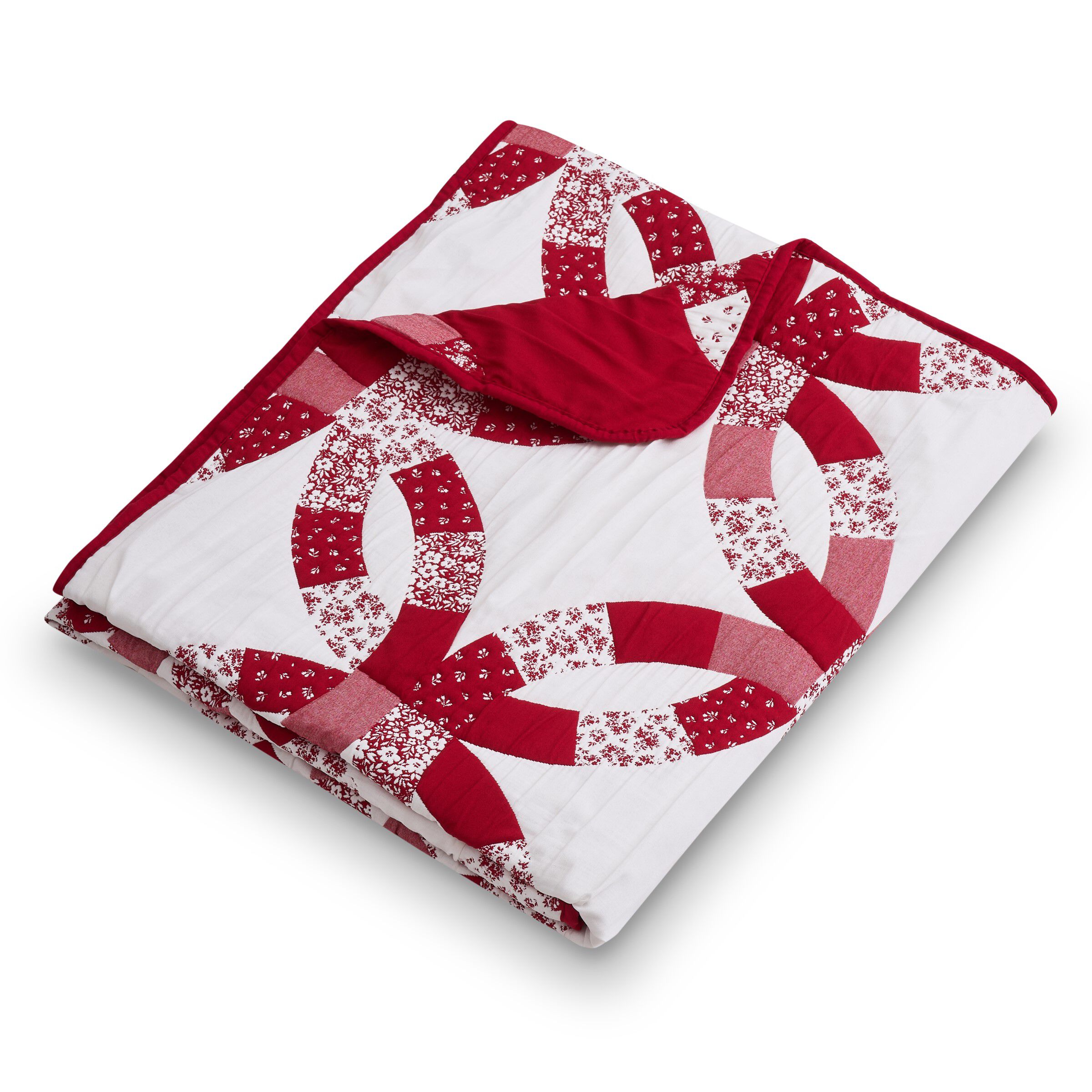 Wedding Ring Traditional Reversible Throw Blanket, RED, alternate image number 4