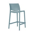 Outdoor stackable counter stool with molded backrest in light blue