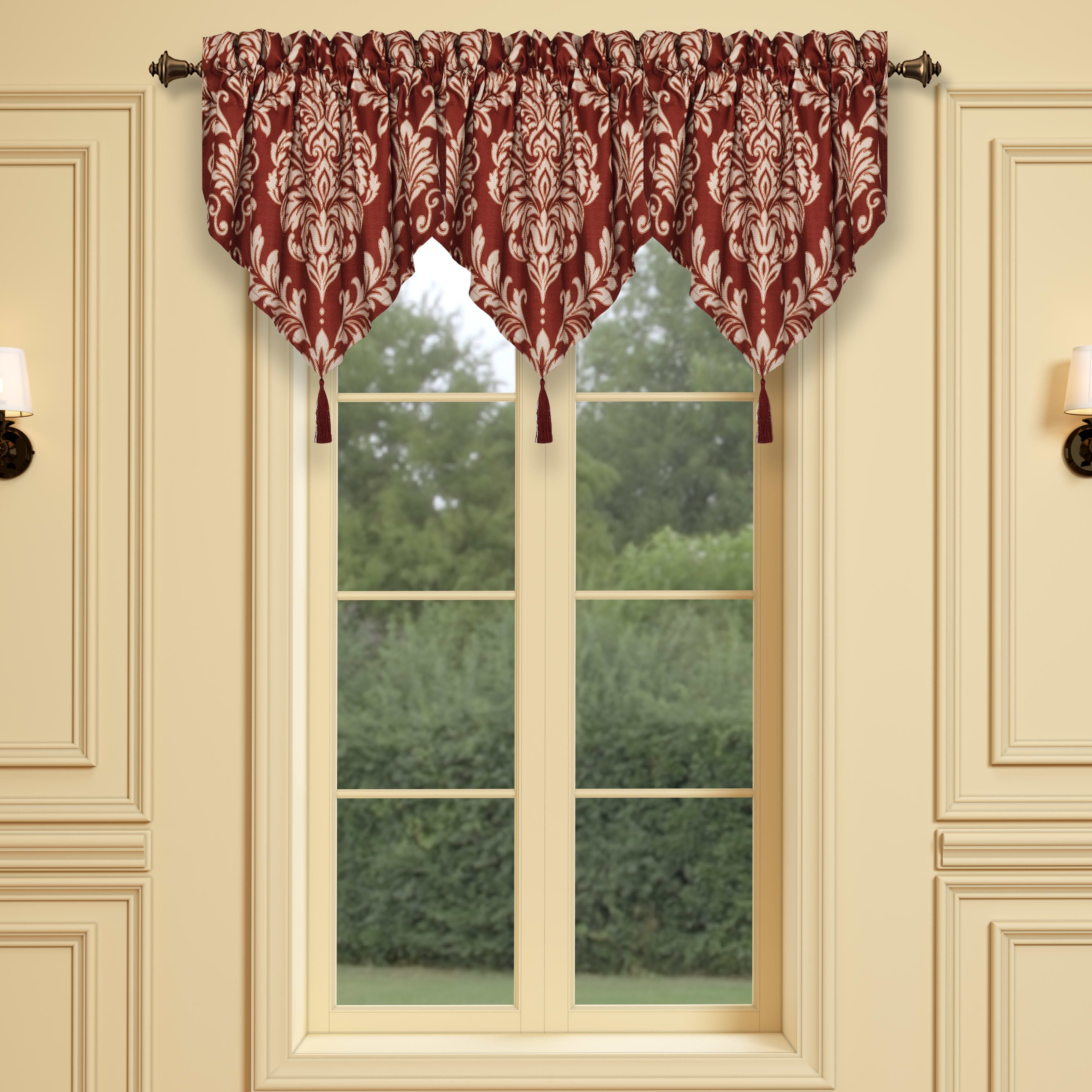 Lazia Window Ascot Valance, RED, hi-res image number 0