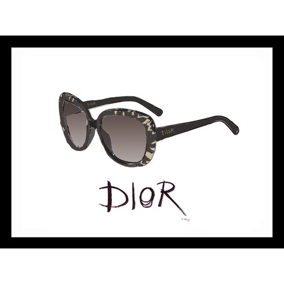 Christian Dior Sunglasses Black 14" x 18" Framed Print, GOLD BLACK, hi-res image number null