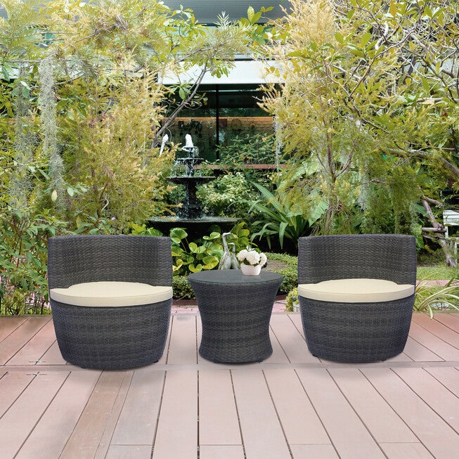 Flori 3 Pieces Swivel Bistro Set with Cushions, , alternate image number null