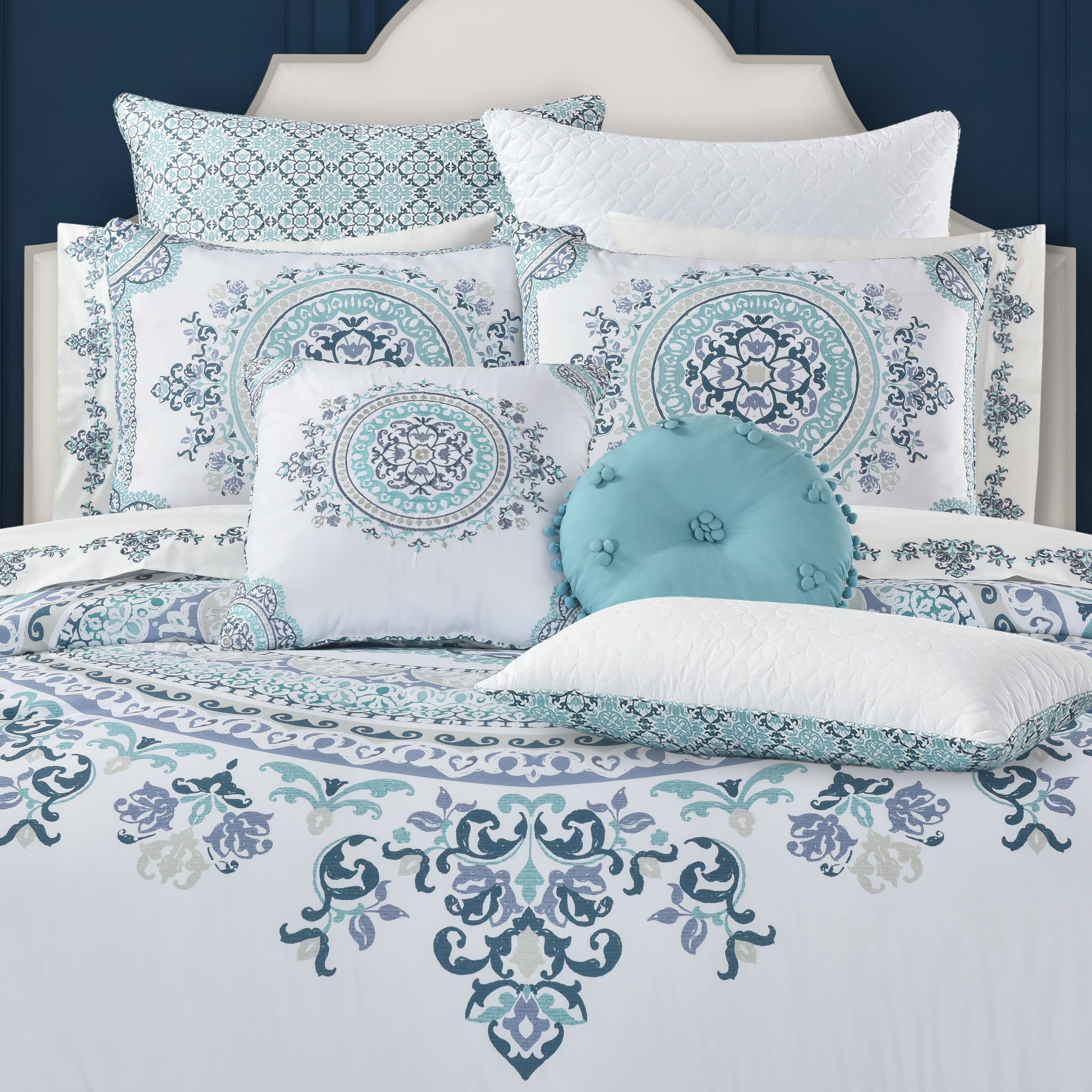 Afton 4 Piece Comforter Set, BLUE, alternate image number 3