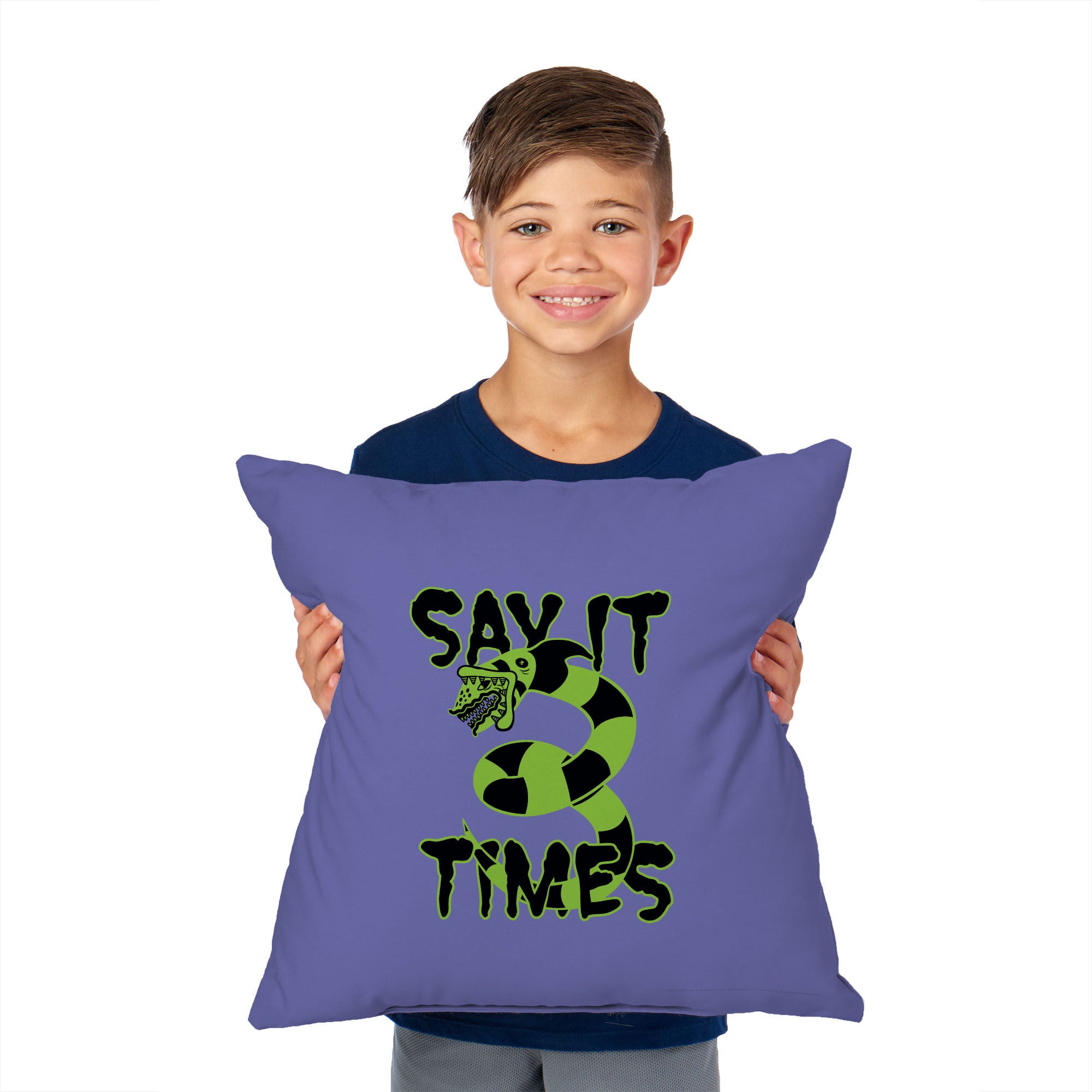 Warner Bros. Beetlejuice Three Times Throw Pillow 18X18 Inches, PURPLE, on-hover image number 1