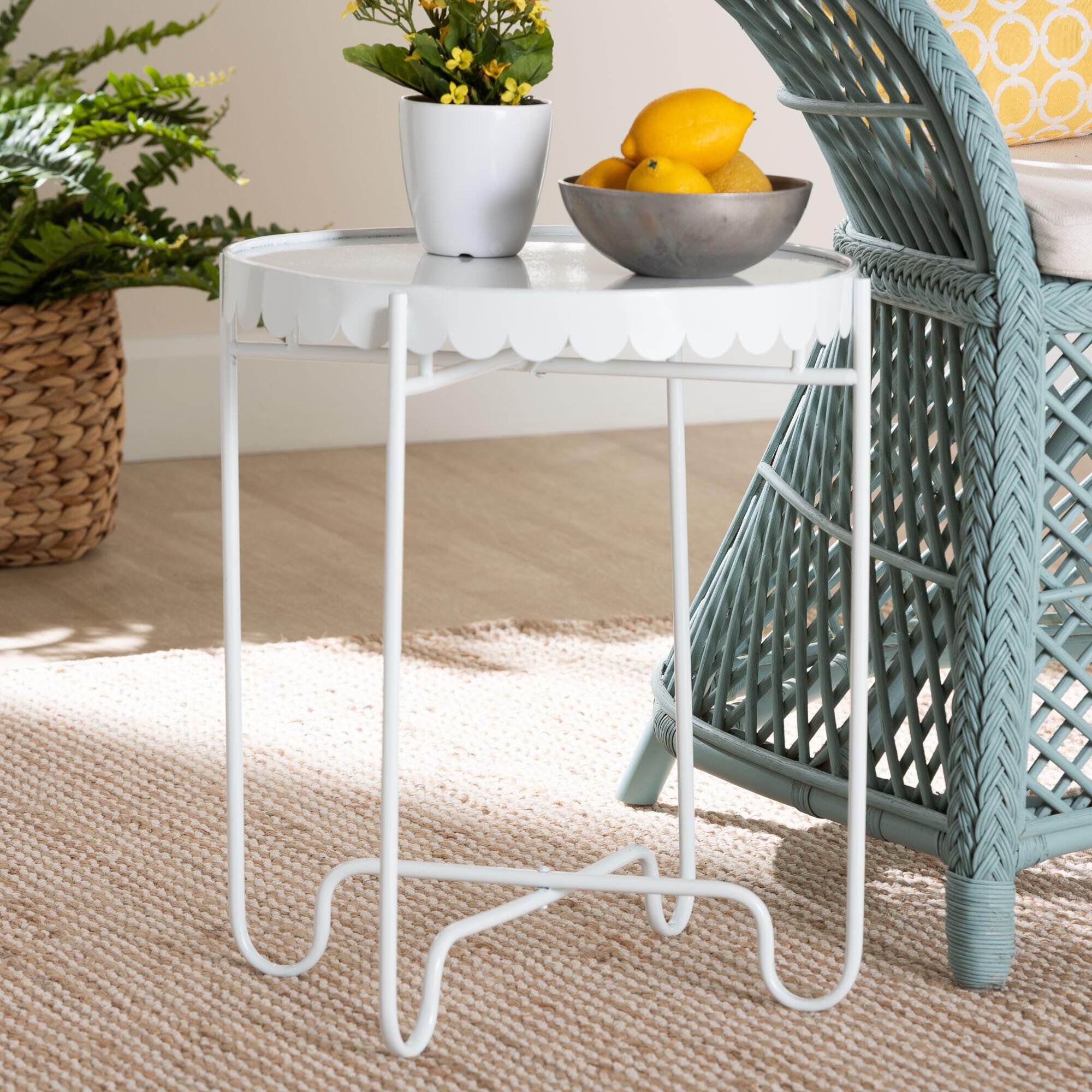 Laverne Yellow Metal Side Table, WHITE, hi-res image number 0