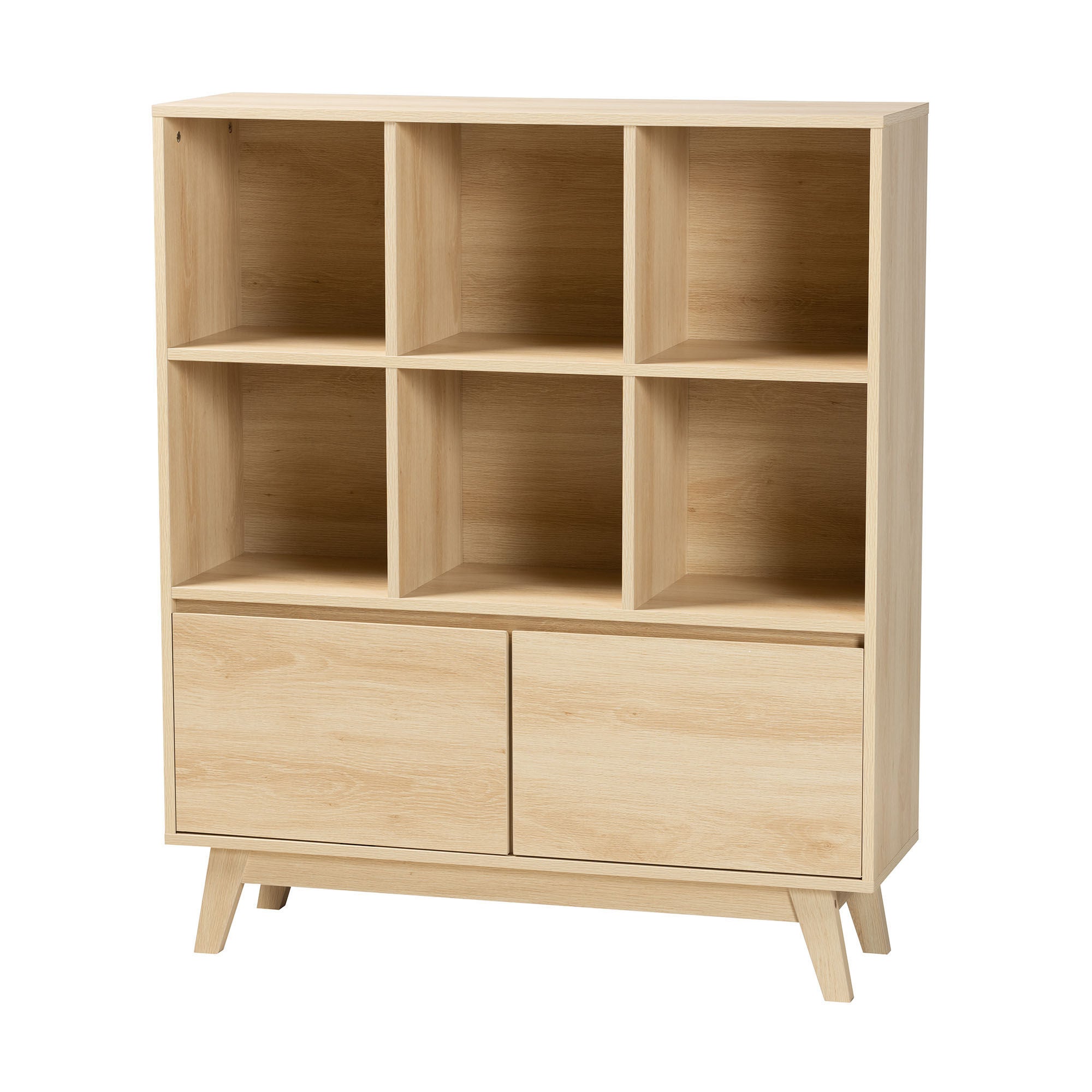 Danina Japandi Oak Brown Finished Wood Bookshelf, OAK BROWN, alternate image number 2
