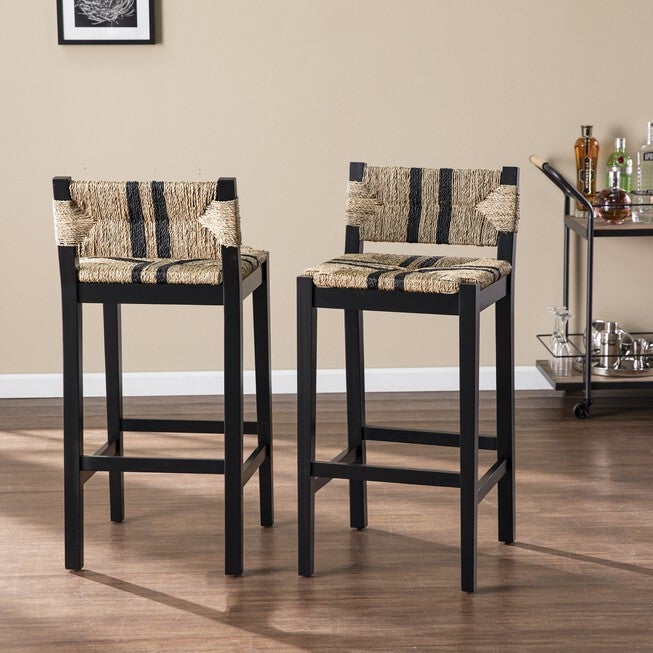 Gallacano Seagrass Barstools 2Pc Set, BLACK, hi-res image number 0