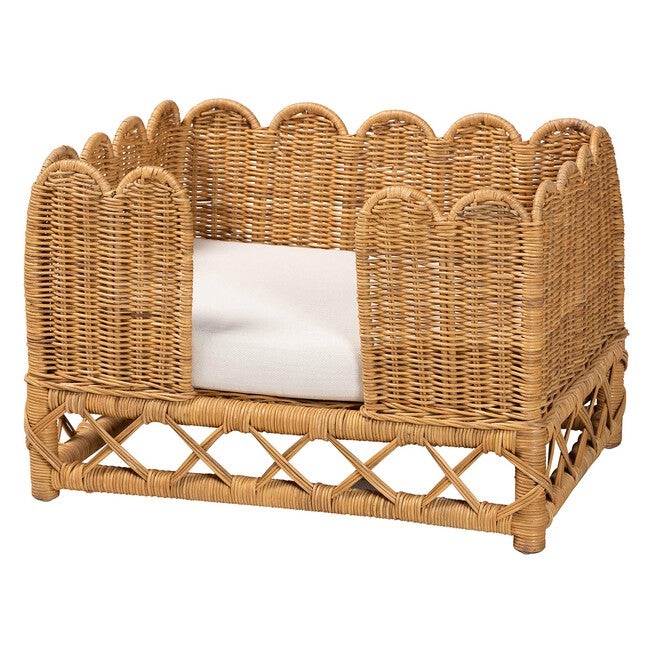 Palm Bohemian Light Honey Rattan Pet Bed, LIGHT, alternate image number null