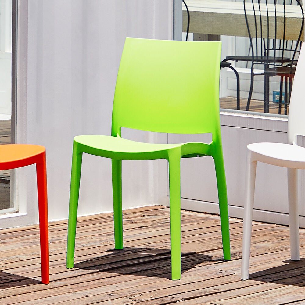 Set of 2 Sensilla Stackable Outdoor Dining Chairs, GREEN, hi-res image number 0