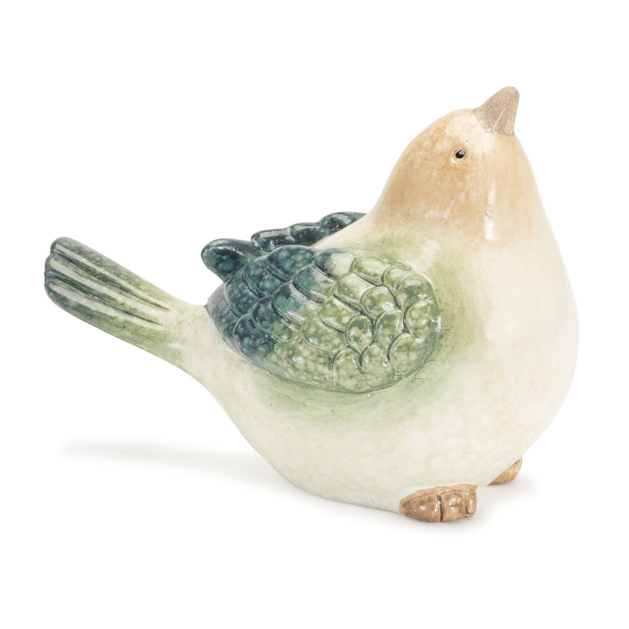 Terra Cotta Bird Figurine (Set of 4), BEIGE/BLUE/GREEN, alternate image number 1