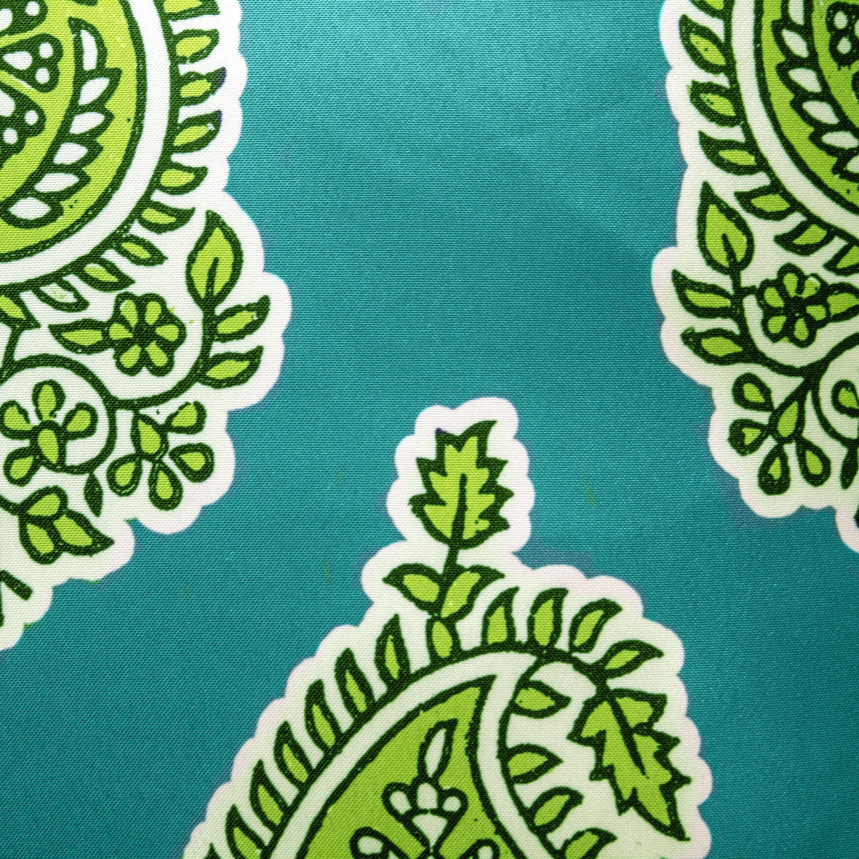 Indoor/Outdoor Reversible Jaipur Print Decorative Throw Pillow 18X18, Turq/Leaf, , alternate image number 6