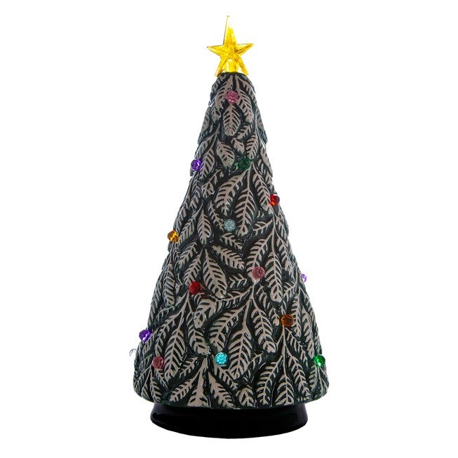 Ceramic Needle Detail Christmas Tree, WHITE GREEN, hi-res image number null
