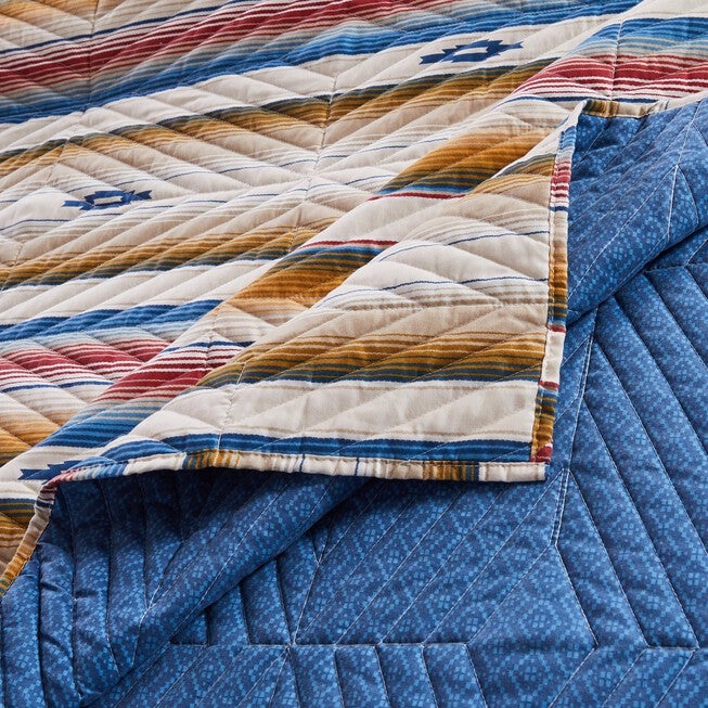 Painted Desert Rustic Boho Quilt Set, Sapphire, 3-Piece King, SAPPHIRE, alternate image number 1