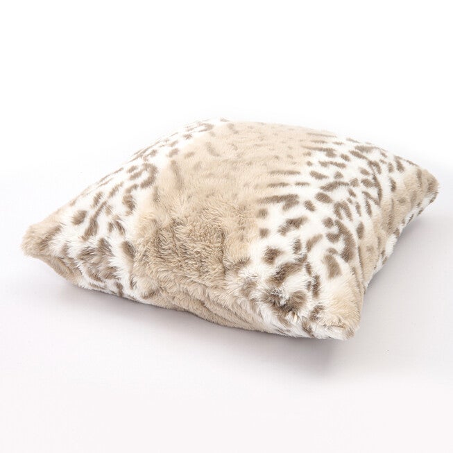 SNOW LEOPARD FAUX FUR PILLOW 18X18, , on-hover image number 1