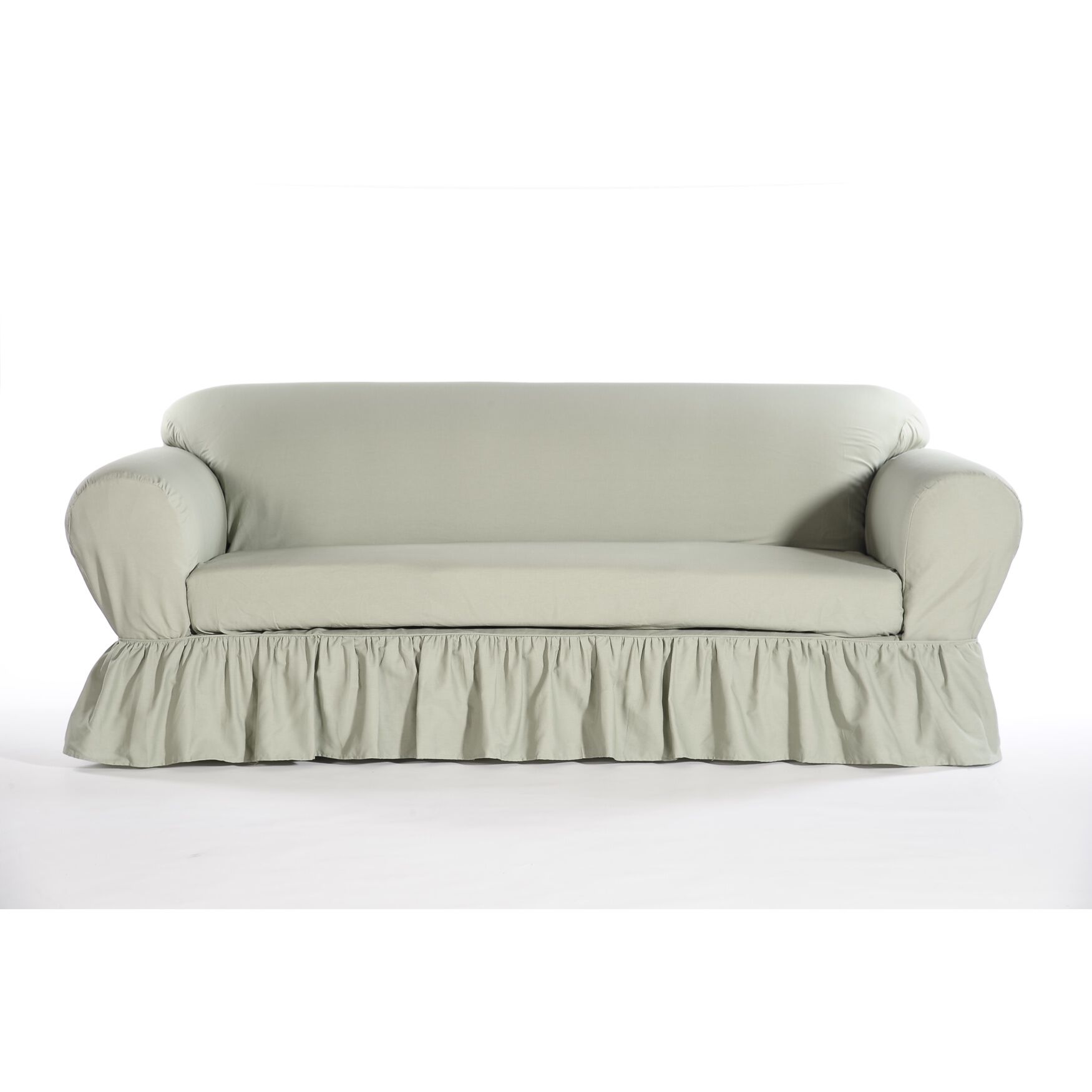Ruffled 2-Pc. Slipcover, GREEN, hi-res image number 0