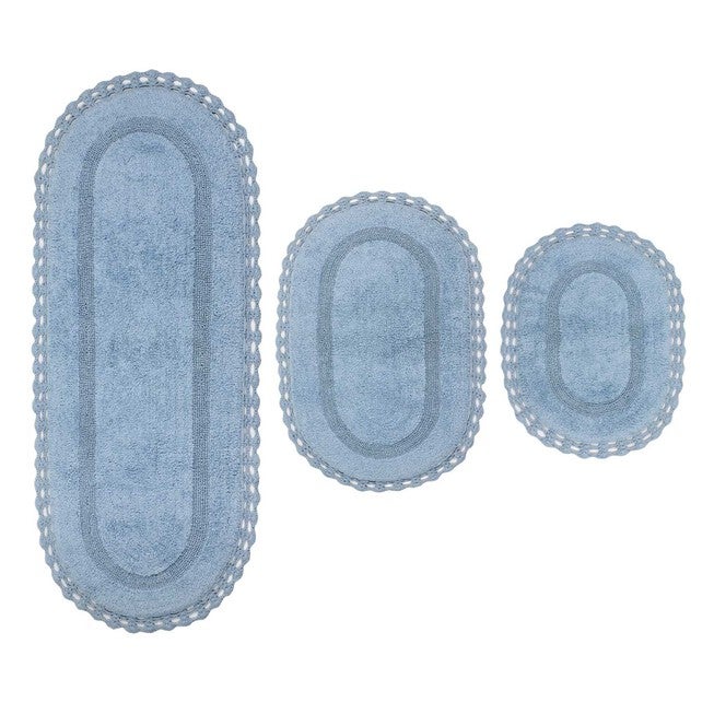 Hampton Crochet 3 Piece Bath Rug Collection, BLUE, hi-res image number 0