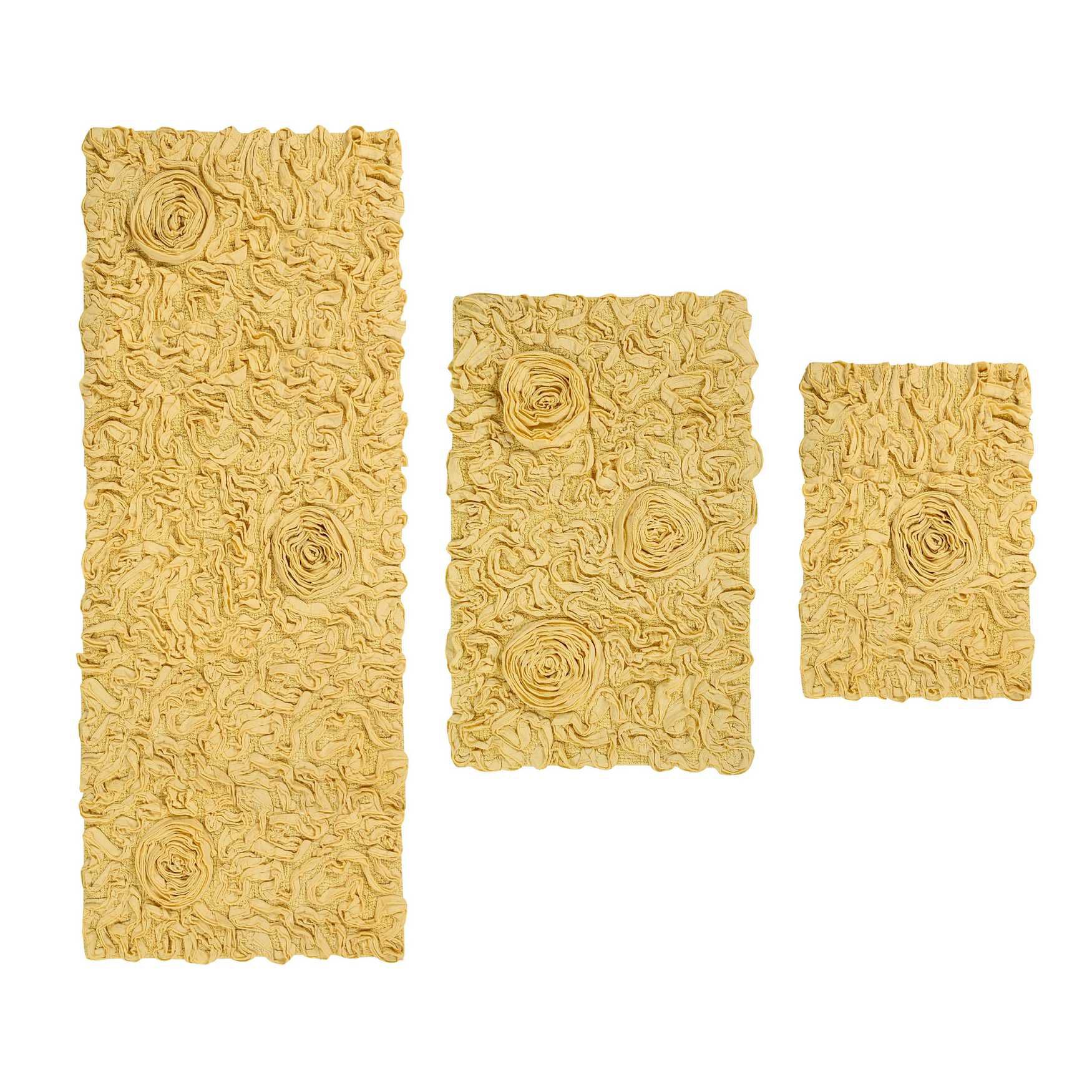 Bell Flower 3 Piece Bath Rug Collection, YELLOW, hi-res image number 0