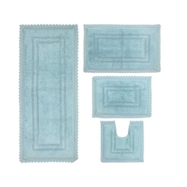 Opulent 4 Piece Bath Rug Collection, AQUA, hi-res image number 0