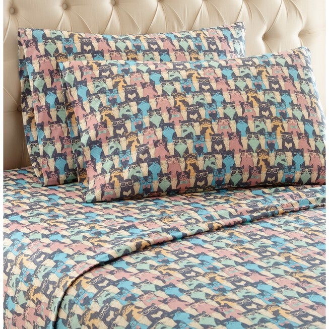 Micro Flannel® Cat Print Sheet Set, FLANNEL, hi-res image number 0