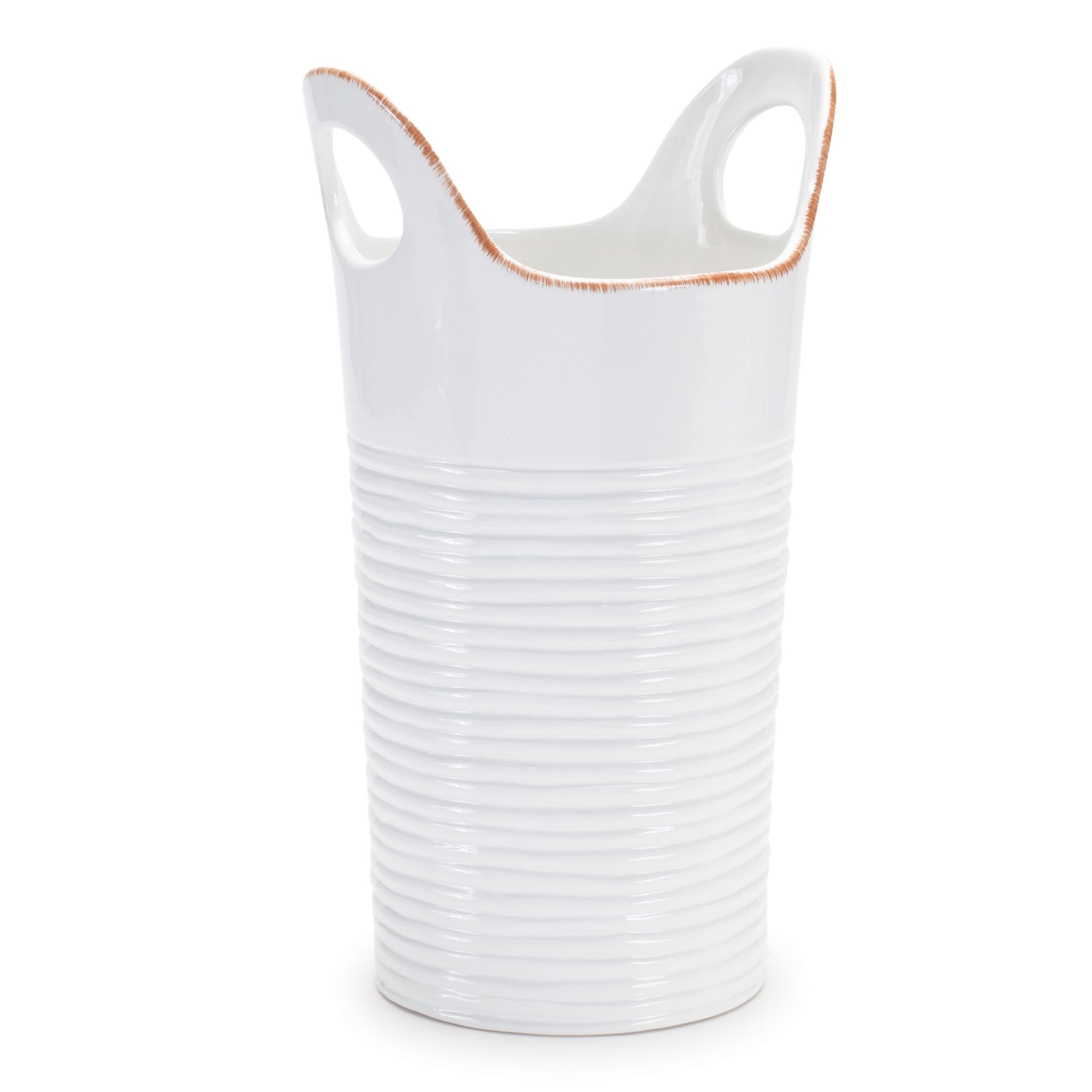 Ceramic Bucket Vase (Set of 2), WHITE/BEIGE, hi-res image number 0