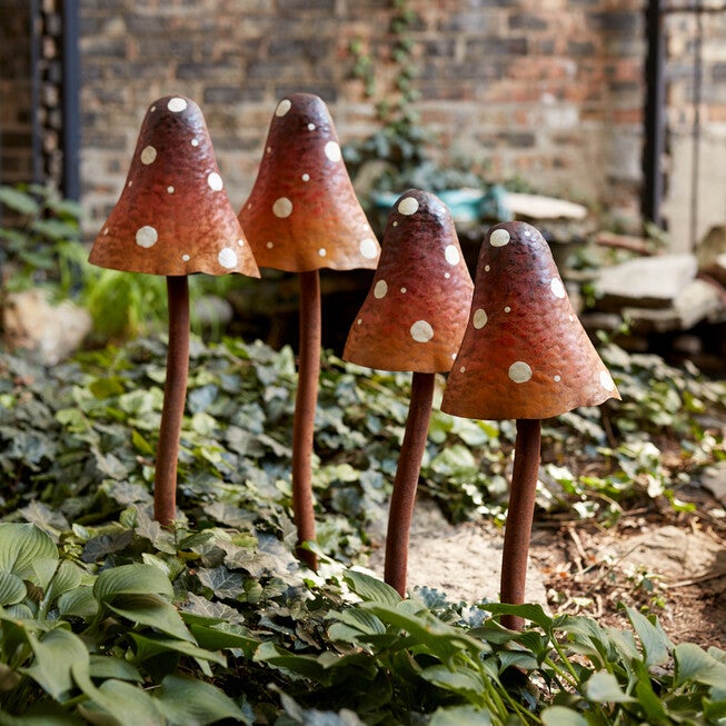 Iron Metal Mushroom Garden Stake (Set Of 2), , on-hover image number 1